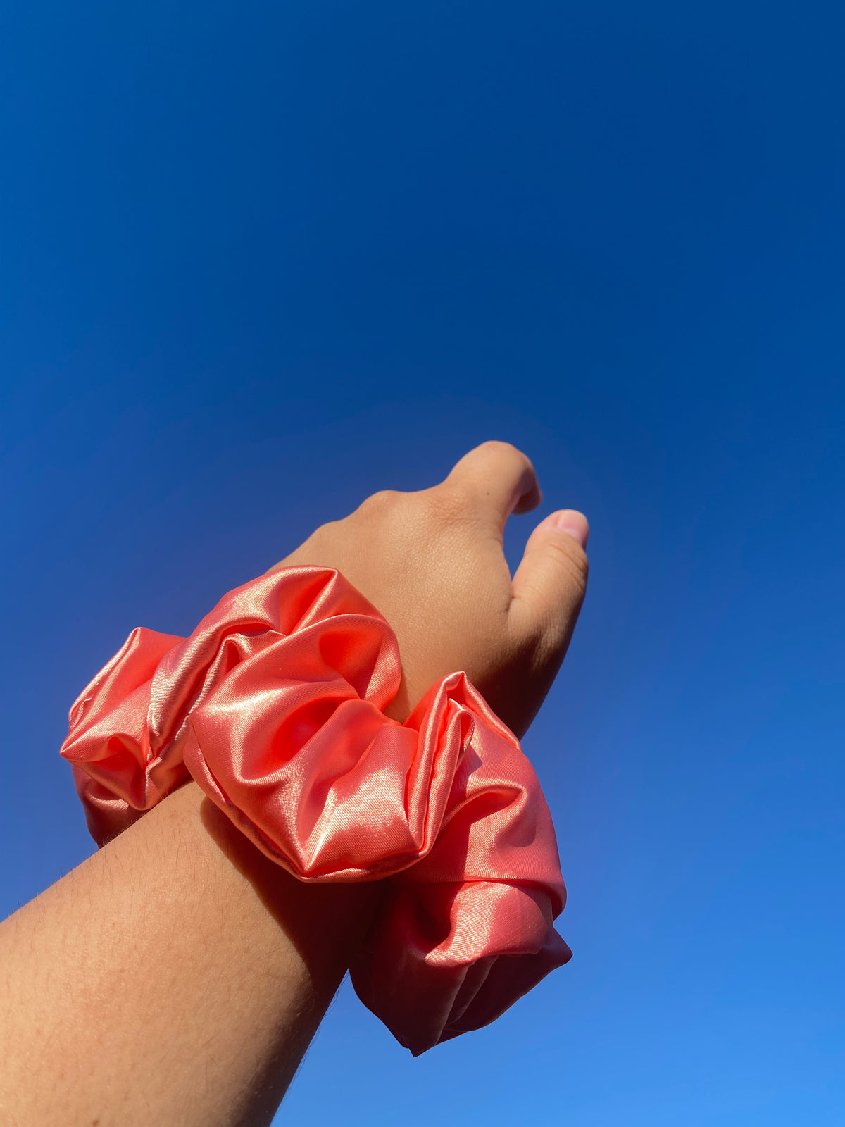 Coral Peach Satin Scrunchie