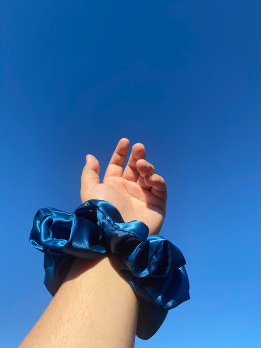Dark Blue Satin Scruchie