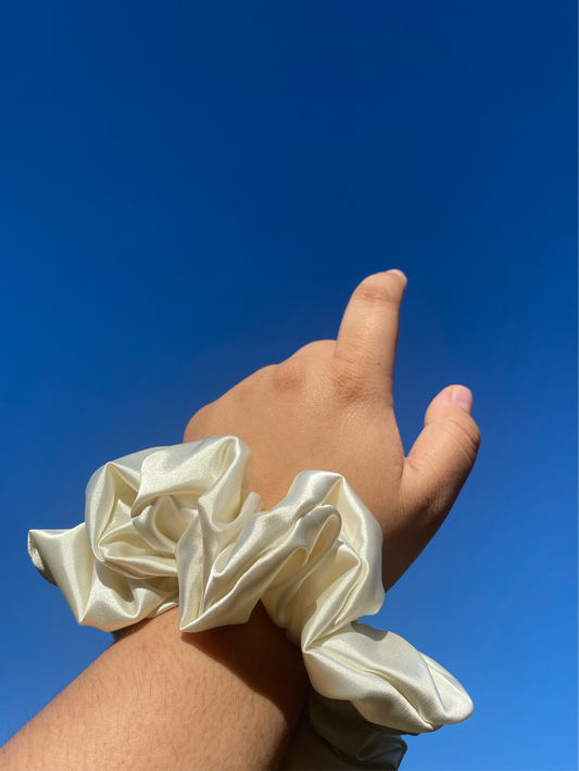 Ivory Satin Scrunchie