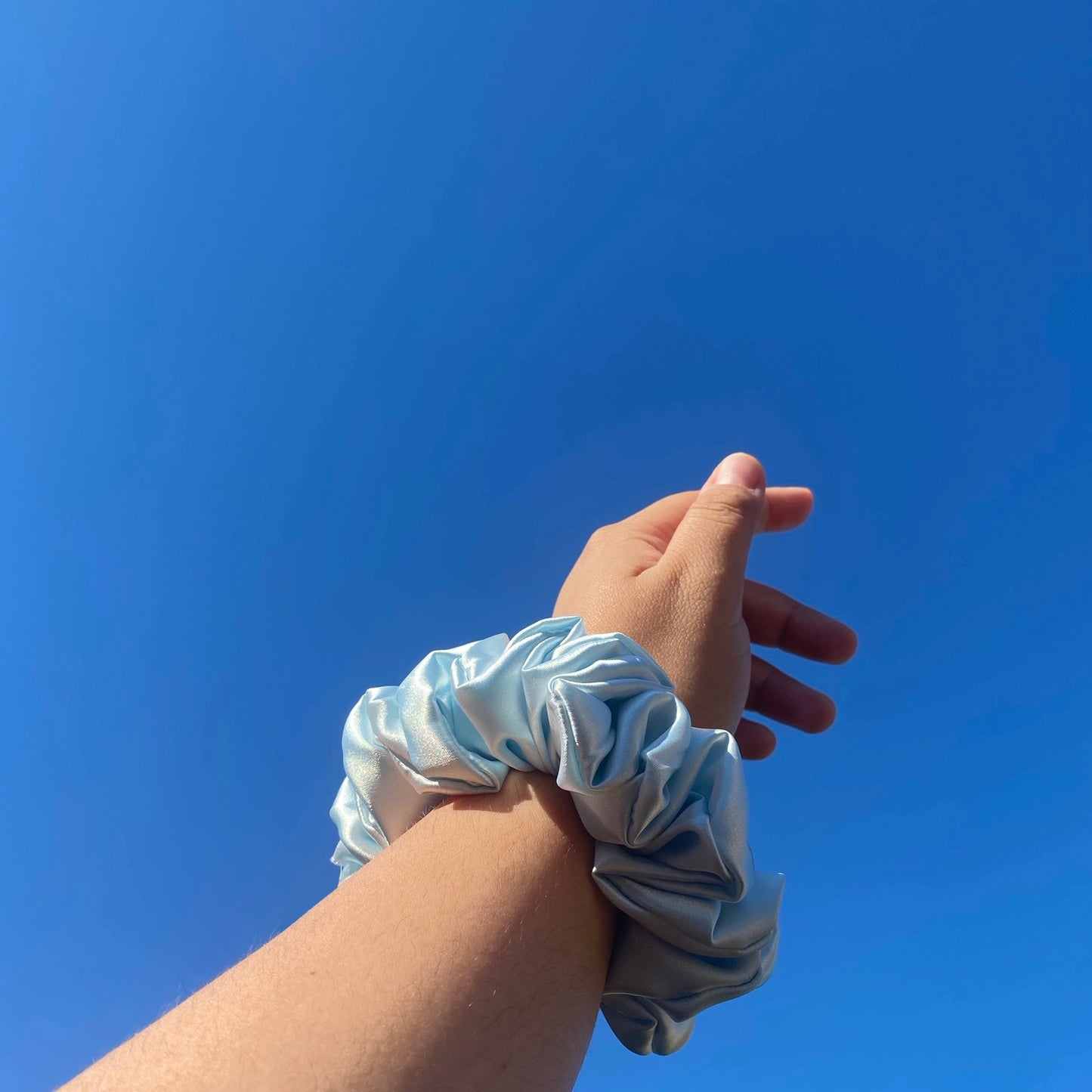 Light Blue Satin Scrunchie