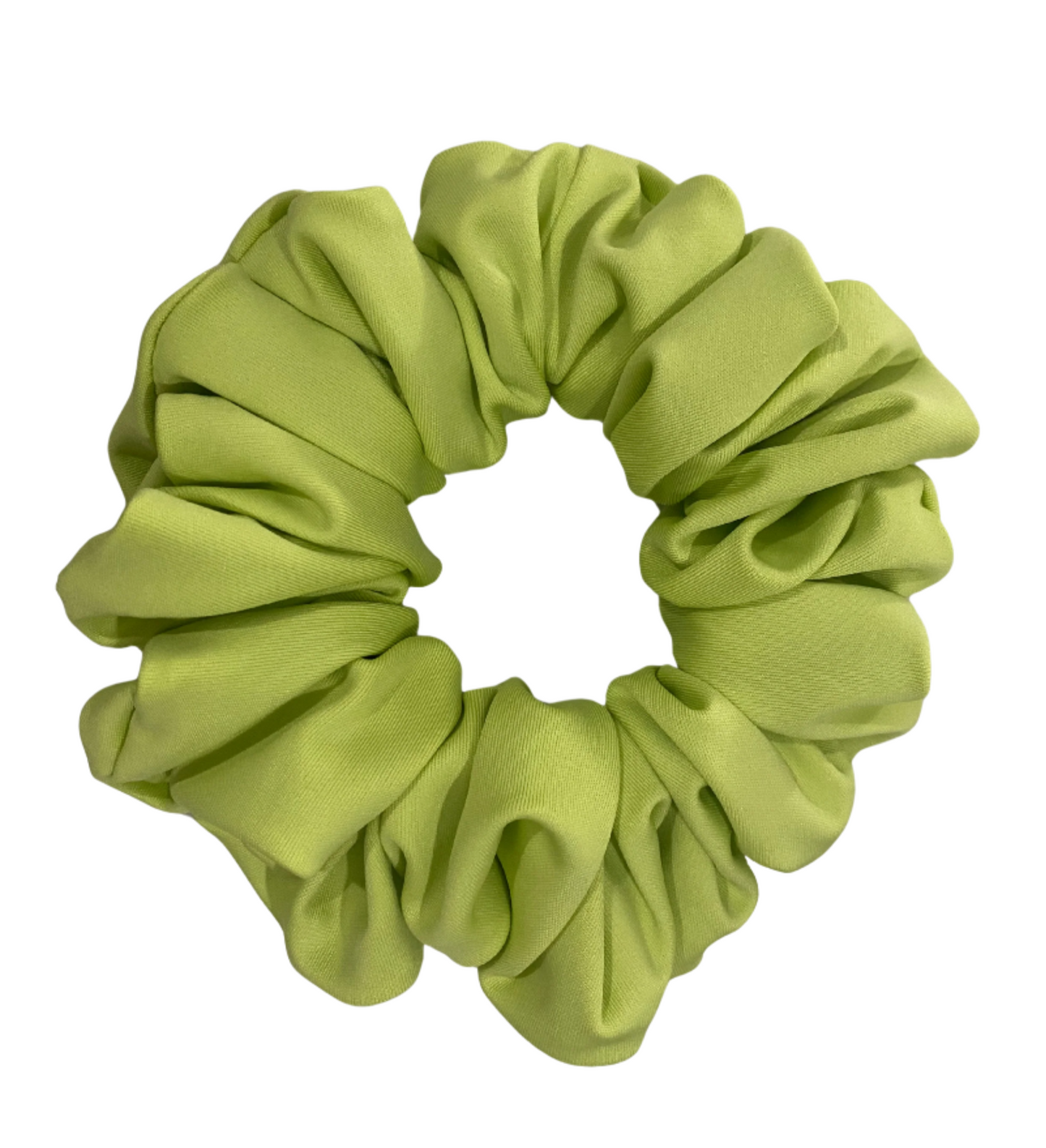 Green scrunchie on a white background